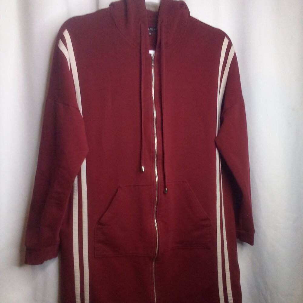 Alvina Jacket 44 XL Women Hood Pockets Full Zip Red Maroon